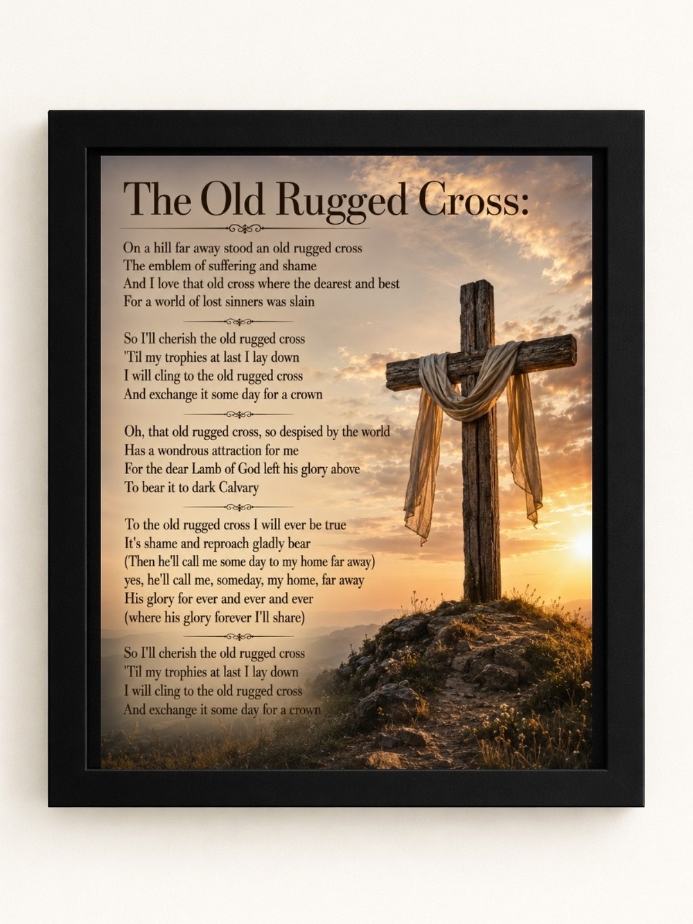 Framed 'The Old Rugged Cross' A.I. Art Print 8x10 Frame
